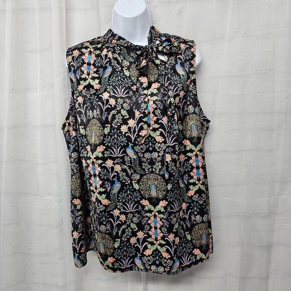 Modcloth Tank Peacock Art Deco Black Whimsigoth Goth Boho Floral 1X - Picture 1 of 11